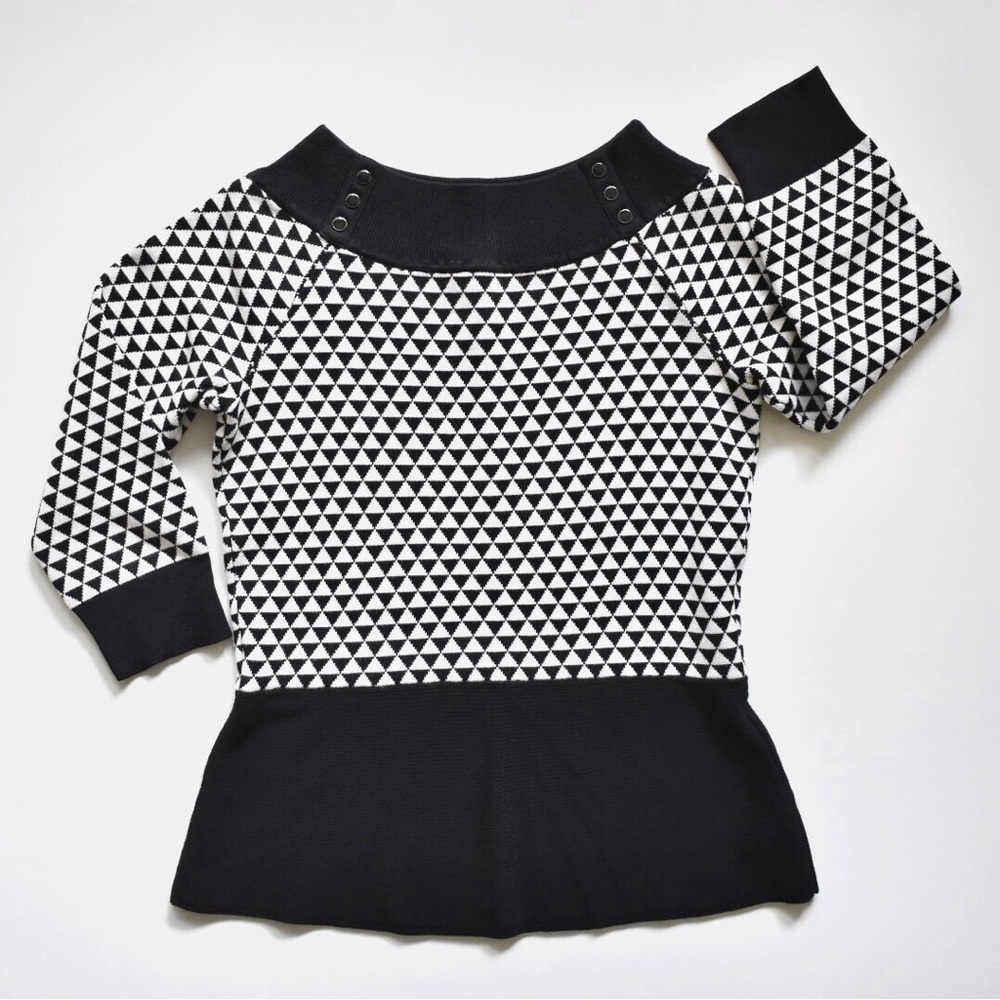 WHBM Geo Peplum Sweater